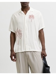 jack&jones jprblafred placement s/s shirt 12296413-cloud dancerregular fit offwhite