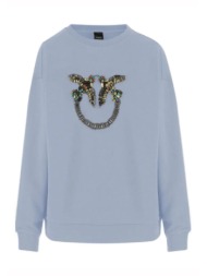 pinko nelly maglia felpa ricamo logo 100534a33g-e87 skyblue