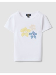 ovs t-shirt w/ ibiscus 2681422-brilliant white white