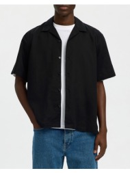 selected slmrlxcasper clay linenblend ss sht noos 16100085-black black