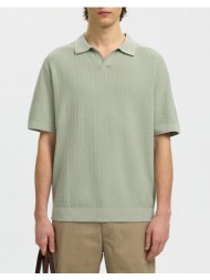selected slhmattis ss linen blend struc polo noos 16101575-aqua gray aqua