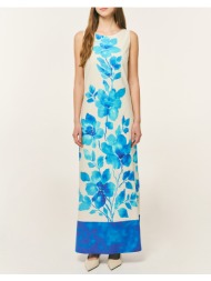forel φόρεμα αμάνικο floral maxi 082.50.01.054-ρουα royalblue