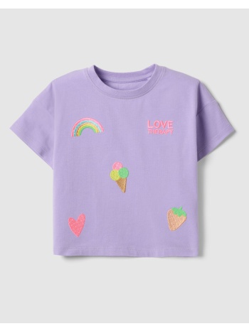 ovs t-shirt w/application 2683168-purple rose lightpurple