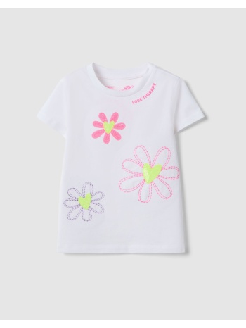 ovs t-shirt w/flowers 2604003-lucent white white