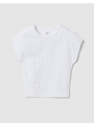 ovs t-shirt w/strass 2605693-brilliant white white