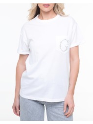 guess ss cn pocket g logo tee μπλουζα γυναικειο w6gi17k3037-g011 white