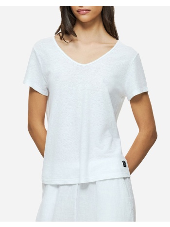 dirty laundry v-neck linen blend t-shirt dlwt000152-white σε προσφορά