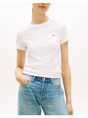 tommy jeans tjw c-neck tee dw0dw20459-ybl ecru σε προσφορά