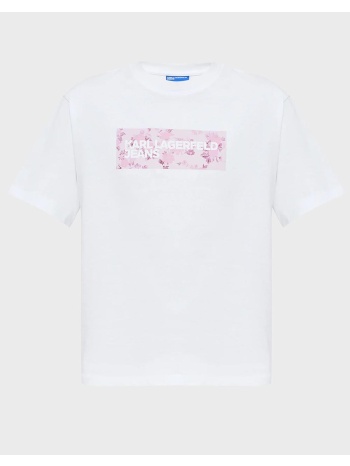 karl lagerfeld jeans klj reg floral logo tee b2w17071-100 σε προσφορά