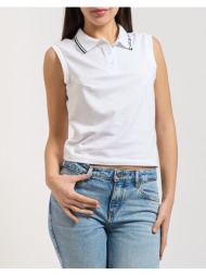 guess sarah sleeveless polo μπλουζα γυναικειο v6gp03k2958-g011 white