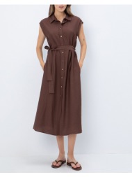 toi-moi φορεμα 85%cv-15%pa 50-6903-126-brown brown