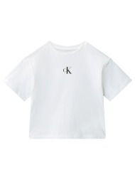 calvin klein ck logo boxy t-shirt lvcksja16g-8y-16y-yaf white