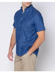 the bostonians πουκαμισο φλαμα regular fit plain slub button-down regular fit 3bap1857-blue blue