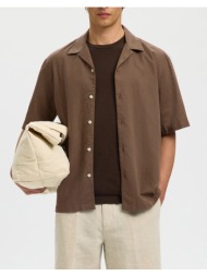 selected slmrlxcasper clay linenblend ss sht noos 16100085-chocolate chip chocolate