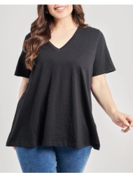 parabita basic μπλούζα βαμβακερή με v 002520105474-002 black