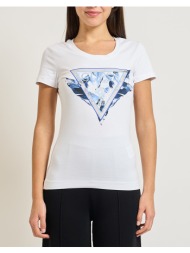 guess ss cn feather triangle tee μπλουζα γυναικειο w6gi11k3026-g011 white