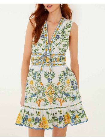 farm rio emily floral tapestry off-white mini dress-emily σε προσφορά