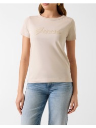 guess ss cn 3d guess script tee μπλουζα γυναικειο w6gi08k3023-a11c cream