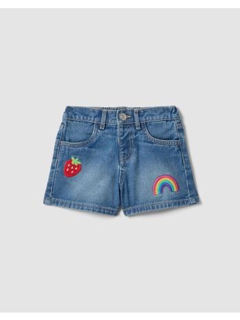 ovs denim short w/embro 2655150-medium blue denimblue