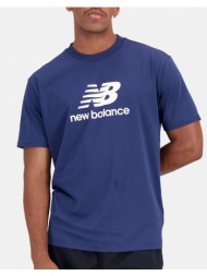 newbalance μπλουζα essentials stacked logo cotton jersey short sleeve t-shi mt31541-nny navyblue