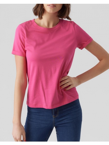 vero moda vmpaula s/s t-shirt noos 10243889-pink yarrow pink σε προσφορά
