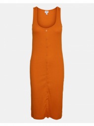 vero moda vmflorentina sl u-neck dress vma 10290343-marmalade orange