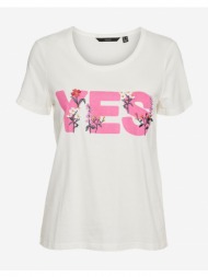 vero moda t-shirt 10289463-snow white/yes pink yarrow pink