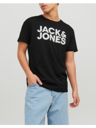 jack&jones t-shirt 12151955-blackslim/large print jetblack