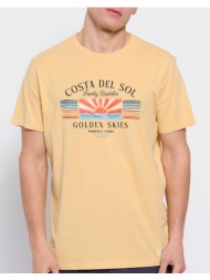 funky buddha t-shirt με τύπωμα από οργανικό βαμβάκι fbm007-061-04-vanilla yellow