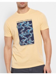 funky buddha t-shirt με φλοράλ frame τύπωμα fbm007-340-04-vanilla lightyellow
