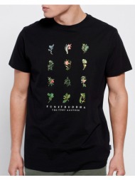 funky buddha botanic print t-shirt από οργανικό βαμβάκι fbm007-346-04-black black