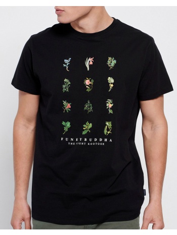 funky buddha botanic print t-shirt από οργανικό βαμβάκι