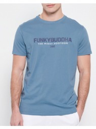funky buddha t-shirt με funky buddha τύπωμα fbm007-324-04-dusty steelblue