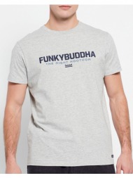 funky buddha t-shirt με funky buddha τύπωμα fbm007-324-04-lt lightgray