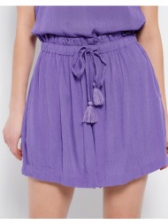 funky buddha viscose shorts με μπροστινό δέσιμο fbl007-128-03-royal violet