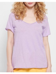 funky buddha essential t-shirt με v λαιμόκοψη fbl007-104-04-lavender lightpurple