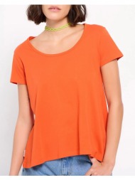 funky buddha μονόχρωμο t-shirt από οργανικό βαμβάκι fbl007-108-04-orange orange