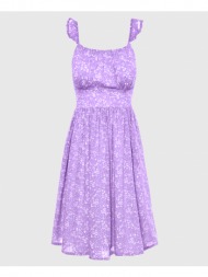 funky buddha floral mini φόρεμα από βισκόζη με βολάν fbl007-125-13-royal violet