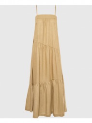 funky buddha λινό maxi φόρεμα με βισκόζη fbl007-132-13-oat ecru