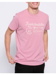 funky buddha retro t-shirt από οργανικό βαμβάκι με τύπωμα fbm007-034-04-vintage pink
