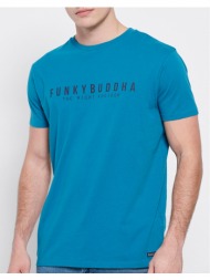 funky buddha essential t-shirt με branded τύπωμα fbm007-329-04-deep blue