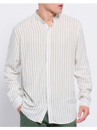 funky buddha yarn dyed ριγέ ανδρικό πουκάμισο fbm007-075-05-white white