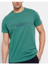 funky buddha βαμβακερό t-shirt με funky buddha τύπωμα fbm007-023-04-palm mediumforestgreen