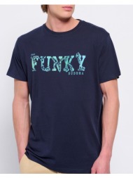 funky buddha t-shirt από οργανικό βαμβάκι με frame τύπωμα fbm007-031-04-navy navyblue