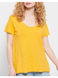 funky buddha essential t-shirt με v λαιμόκοψη fbl007-104-04-honeycomb yellow