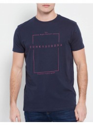 funky buddha t-shirt με minimal branded τύπωμα fbm007-380-04-navy navyblue