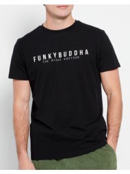 funky buddha essential t-shirt με branded τύπωμα fbm007-329-04-black black