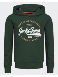 jack&jones jjmikk sweat hood jnr 12237112-mountain viewbigprint darkgreen