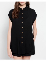 funky buddha loose fit πουκάμισο με μακρύτερη πλάτη fbl007-103-05-black black
