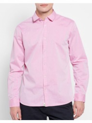 funky buddha ανδρικό βαμβακερό πουκάμισο fbm007-012-05-pink pink